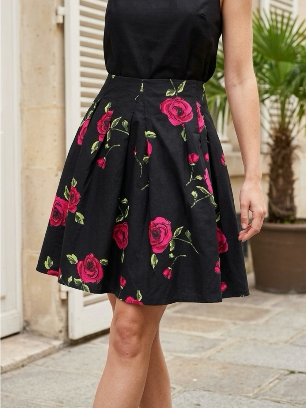 Grace Karin Black
Floral Roses Vintage
Pleated A-Line Flare Skirt